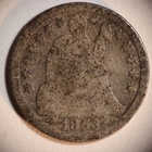 1853 P Seated Liberty Dime 10C Cents Coin Silver, Arrows