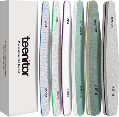  Nail File 6 pcs Nail Files and Buffers for Natural Nails, Emery Boards