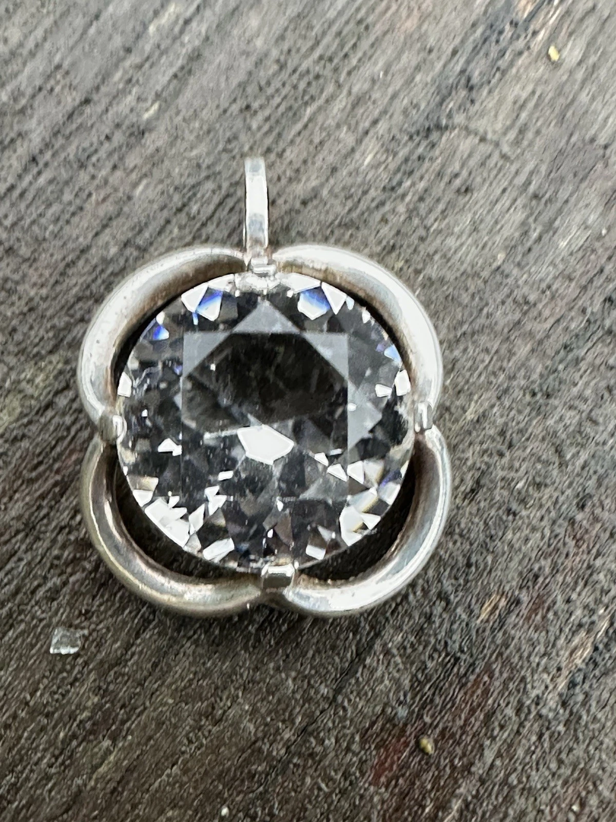 Sterling Silver Crystal Pendant Norway Norwegian vintage estate