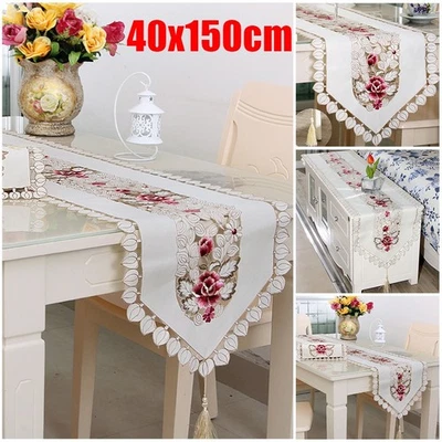 Nappe ancienne dentelle florale pour canapé salon de thé et housse TV 40 x 150 - Photo 1/4