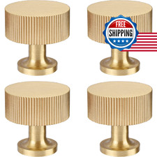 Rzdeal 4Pcs Solid Brass Cabinet Knobs Pulls Cabinet Drawer Dresser Gold Knobs