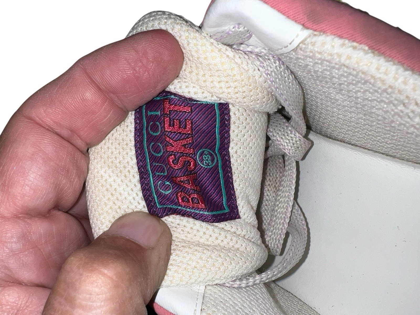 Gucci Basket Aged Fabric Athleisure Shoes Women's Pink Size EU38 thumbnail 11