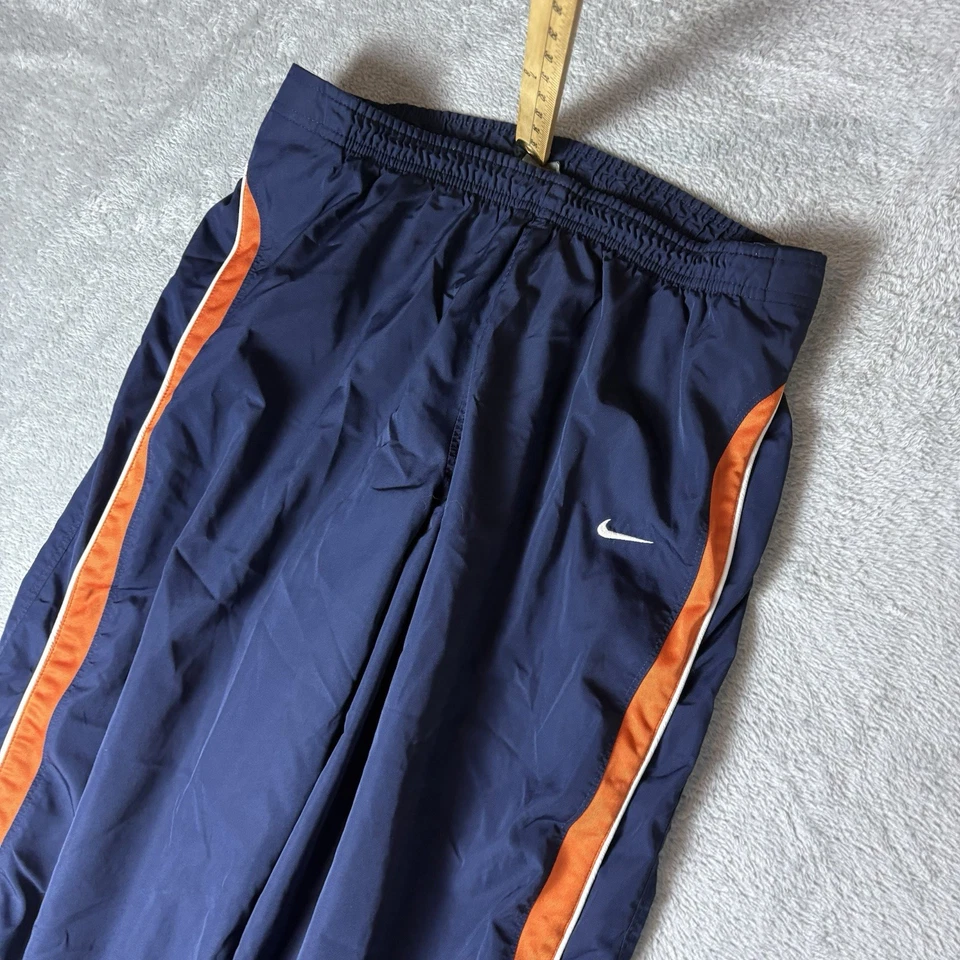Pantalones Nike De Colección Para Hombre Medianos Azul Naranja Cortavientos Pista Calentamiento Años 90 Y2K Foto 3 de 4