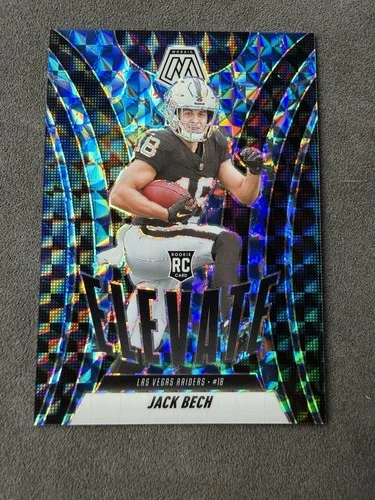 2025 Panini Mosaic - Elevate Jack Bech #11 Blue Mosaic Prizm (RC) #/99 Raiders
