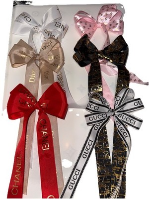 Luxury Style Medium Ribbon Bows Set   6 Bows Satin & Grosgrain 10  x 4.5 