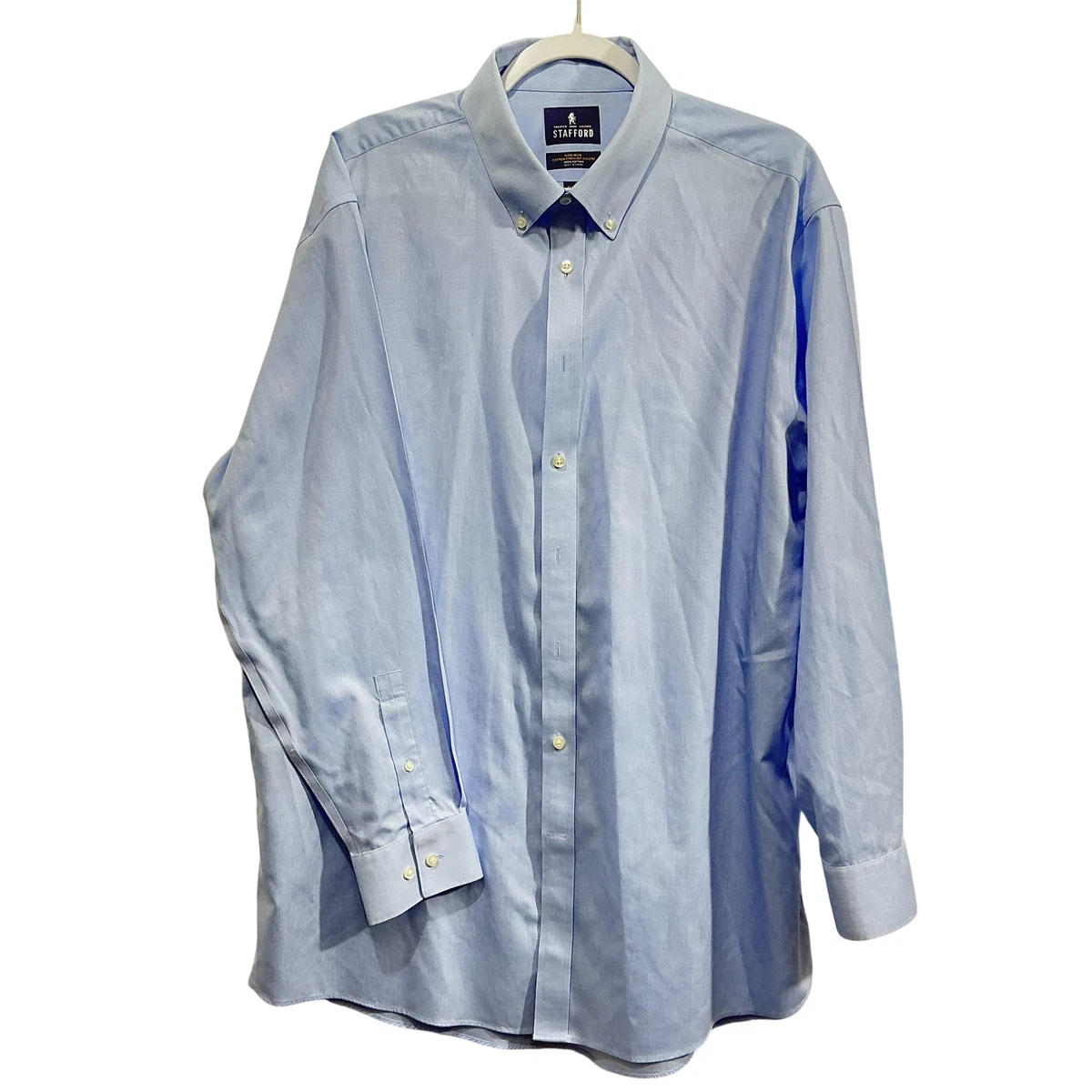 stafford executive dress shirts STAFFORD EXECUTIVE PINPOINT OXFORD MENS SHIRT 15-34 LONG SLEEVE LIGHT BLUE