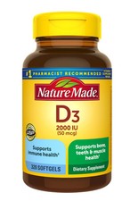 NEW Nature Made Vitamin D3 2000 IU 50 mcg Bones Teeth Immune Health 320 Softgels