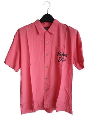 DOUBLE RAINBOUU Damen Rosa Kurzarm Palme D'or Hawaiihemd XS