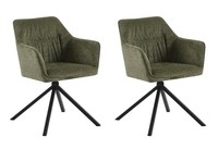 Drehsessel 2Er Set Drehbar Patti Von DESIGNlink Gestell Metall Schwarz / GrüN