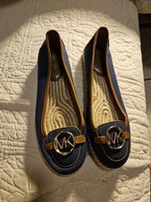 Michael Kors Women's Leather Slip-On Loafers, Flats, Size 9 M, Navy, Item 0146