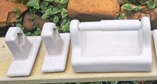 Vtg 4 piece Ceramic Gold Mist 48 White Speckle Toilet Paper Holder Towel Rods