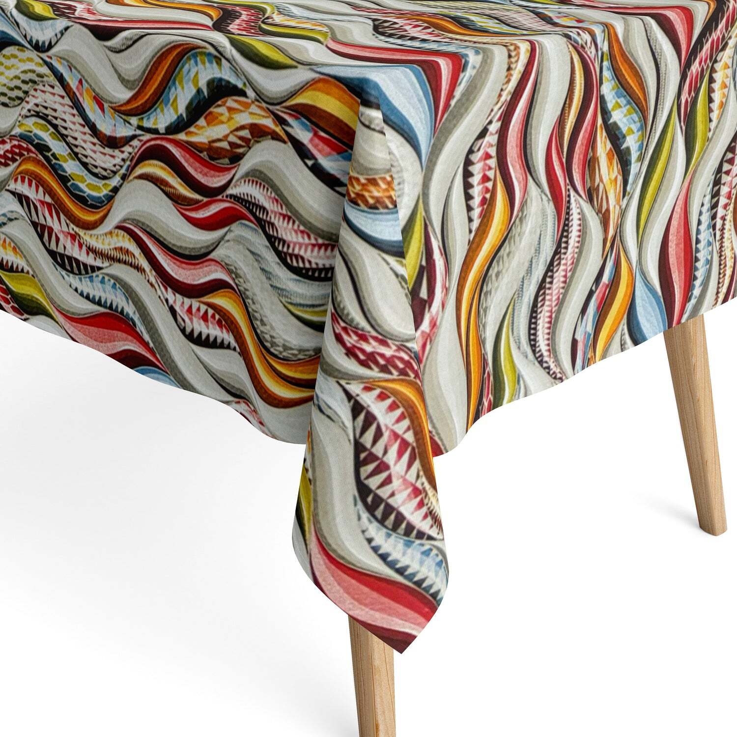 Jacquard Tischdecke aus beschichteter Baumwolle mit Fleckenschutz COLOR LOVE eck