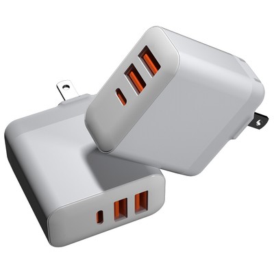 3 Port Wall Fast Charger Plug Adapter Dual Usb Type C Hub For Iphone 12 Pro Max Ebay