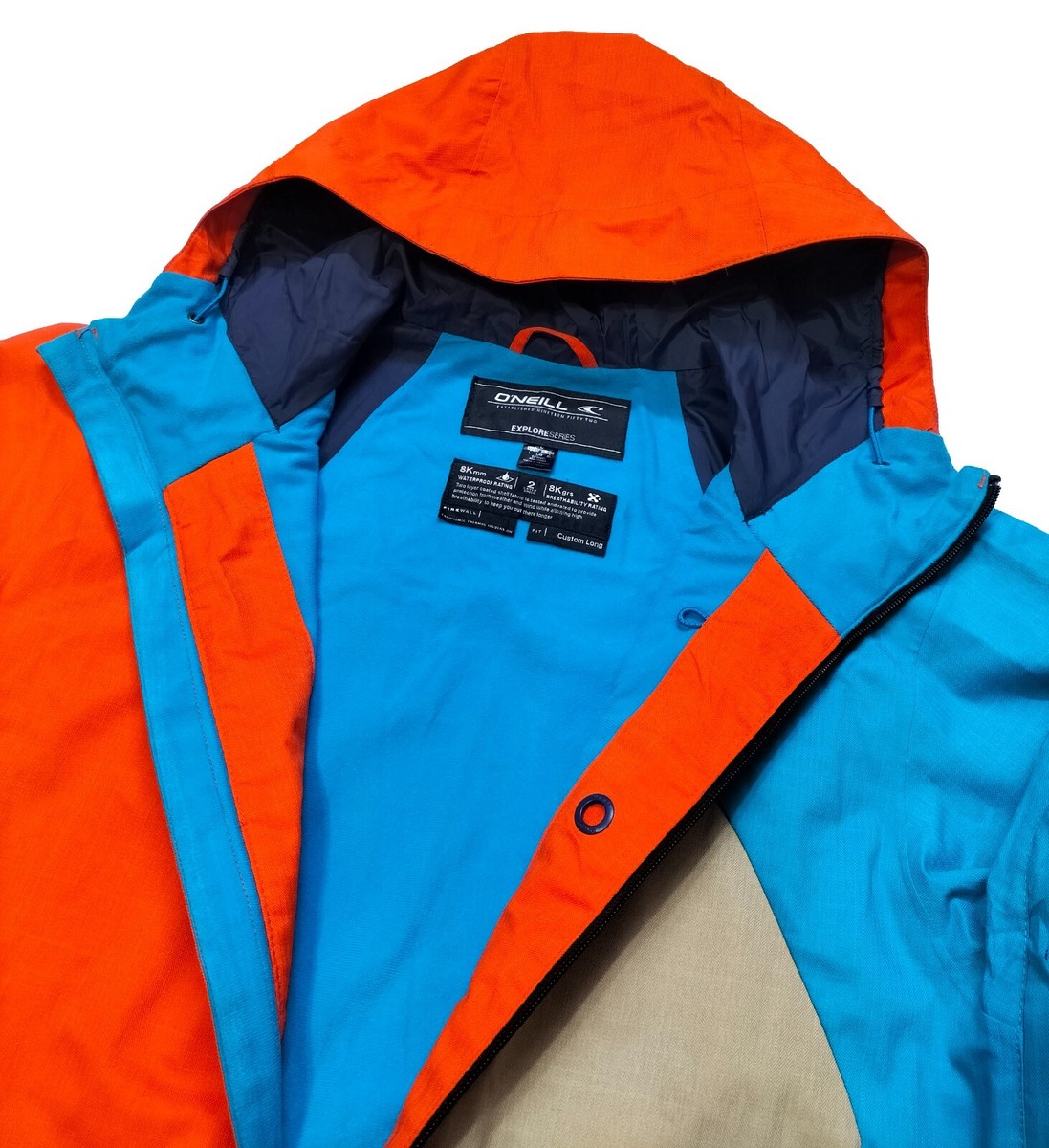 O'Neill Mountain Ski Jacket Men's Orange & Blue Size L Breathable