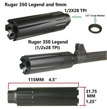 350 Legend Linear Style Muzzle Brake 1/2"x28 RH TPI - 6061-T6 Anodized Aluminum