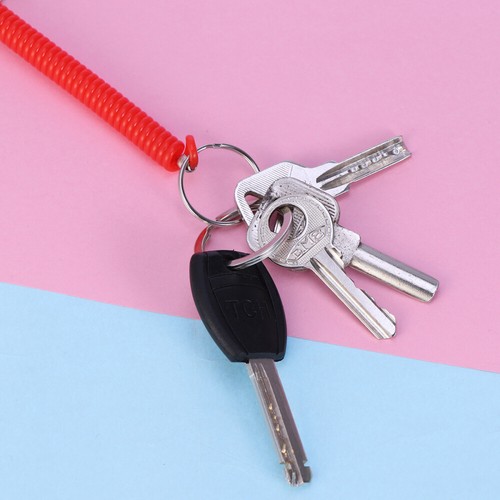 12 Pieces Stretchy Spiral Keyring Colourful Plastic Keychain Spring Retractable - Picture 9 of 12