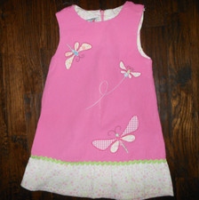 Girl's Pink Butterfly Dress w/Floral Hem Size 4