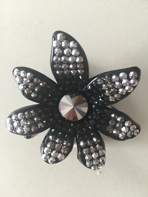 Black Silver Crystal Plastic Flower Hair Clip Accessory | eBay display picture 2