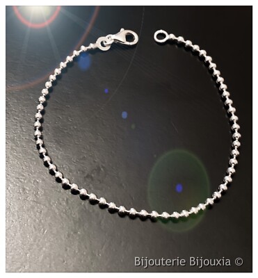 Bracelet En Argent Massif 925 - Boules Argentées - Bijoux Occasion