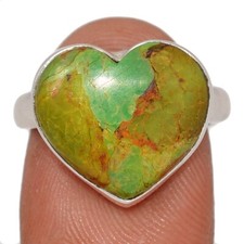 Heart - Composite Mohave Green Turquoise 925 Silver Ring Jewelry s.7.5 CR67214