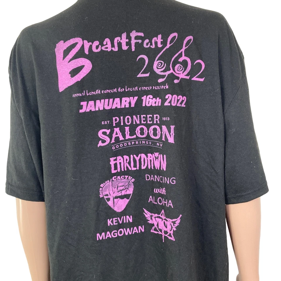 Camiseta Breastfest 2022 Hombre XL Negra Púrpura Investigación del Cáncer Elastizada Foto 3 de 4