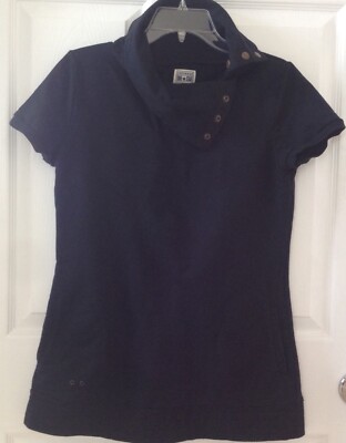 Converse One Star Women Black Cowl Neck Pullover Short Sleeves Sweater Size 