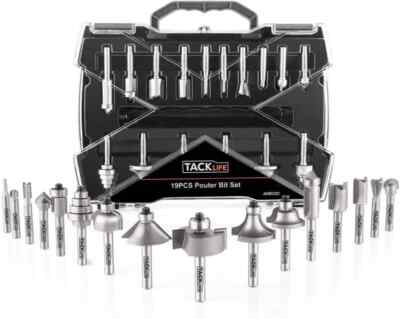 19Pcs Router Bits, Tacklife 15Pcs Professional Router Bit Set with 4Pcs ...