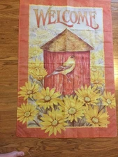 Welcome Flag with Bird And Birdhouse 29"X43" Jane Shasky