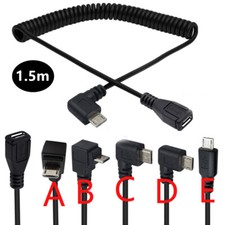 5Ft Spiral Coiled Micro USB 5Pin 5P Male to Female Extension Cable Cord Adapter