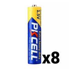 8 EIGHT PKCELL AAA BATTERIES HEAVY DUTY 1.5V R03P PC2400 CARBON ZINC BRAND NEW
