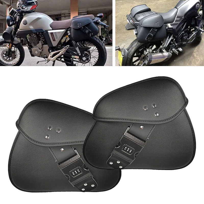 2x PU Leather Motorcycle Anti-theft Pack Saddle Bag Double Side Luggage Hanging - Изображение 2 из 4