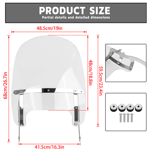 Windscreen Windshield Compatible With Harley Heritage Softail Classic FatBoy 18+ - Picture 3 of 9