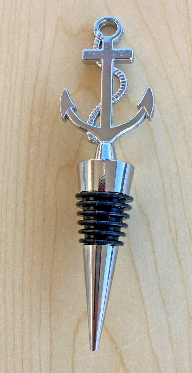 Anchor Shaped Metal Wine Bottle Stopper Rubber Gasket Seal For Parties & Wedding