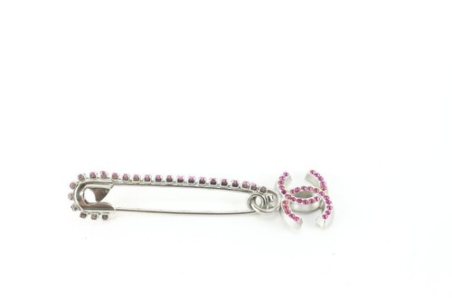 Chanel 02P Silver x Fuchsia Safety Pin Brooch 71ck84s - Imagen 4 de 12