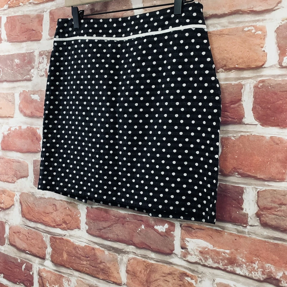Falda Max Studio Mujer Talla 8 Negra Blanca Bordada Lunares Cremallera Foto 2 de 4