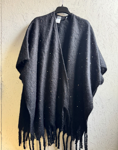 INC Int. Concepts embellished fringe open front ruana poncho topper ...