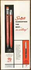 1953 Scripto Pen Pencil Set PRINT AD Scripto Guarantees the Best in Writing