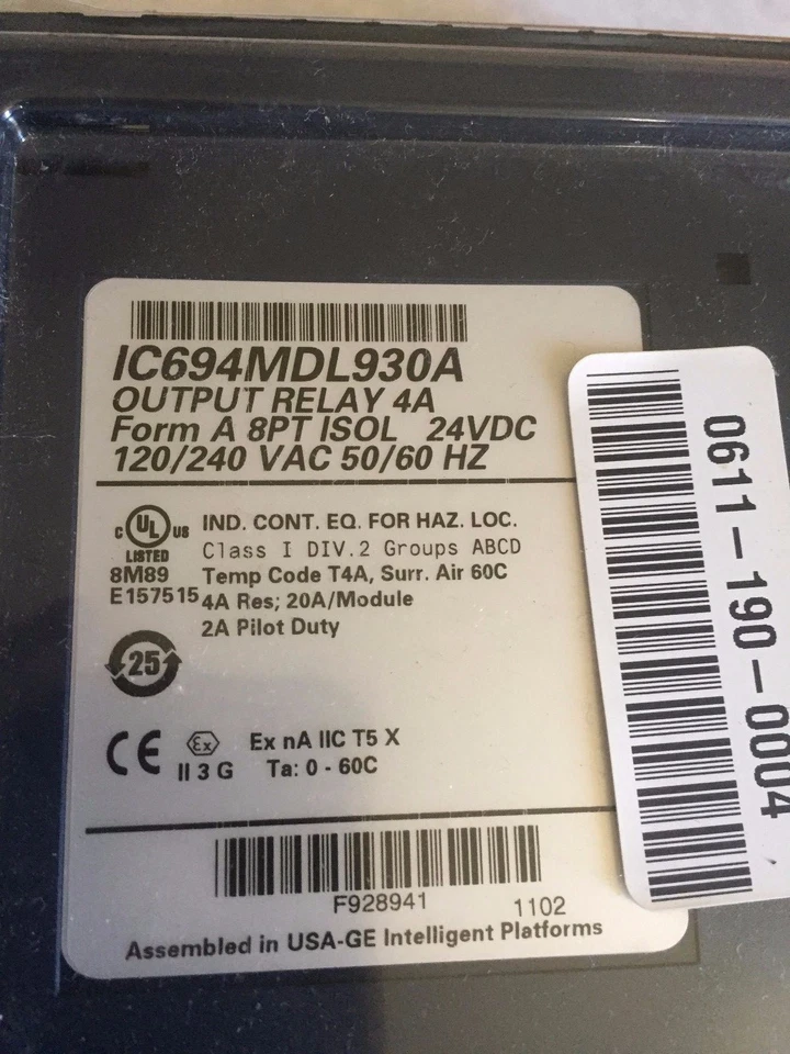 NEW GE FANUC IC694MDL930A I/O OUTPUT RELAY 90-30 SERIES 4A 8PT ISOL 24VDC,AY - Image 2 of 3