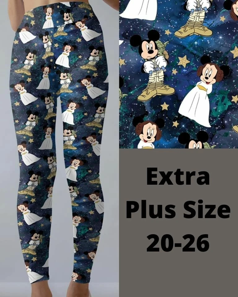 Mickey Minnie Mouse Star Wars Leia Yoda Women's Leggings TC Ext