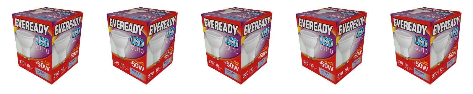 5x Eveready LED GU10 Lamp Light Bulb 370lm 6500K 5W (50W) - Daylight