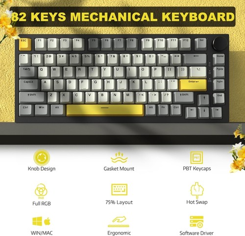 AJAZZ AK820 Type-C Wired Mechanical Gaming Keyboard with Knob Hot Swappable - Picture 9 of 30