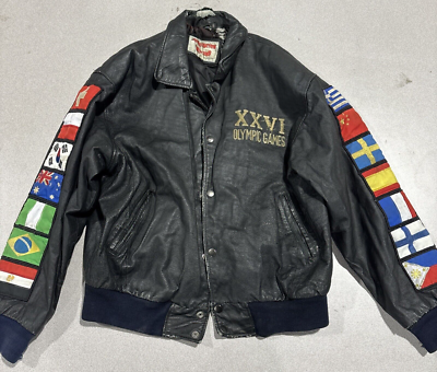 Vintage 1996 Atlanta Olympic Games American Toons Leather Jacket