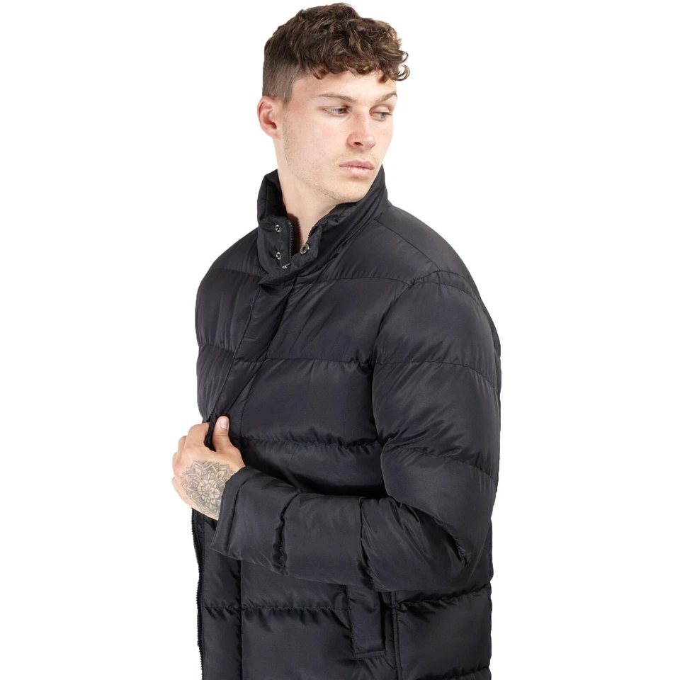 Mens Padded Long Parka Jacket Brave Soul Quilted Bubble Coat Funnel ALEXANDER Wi - Image 2 of 4