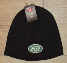 New York Jets Reebok NFL Team Black Cuffless Beanie Winter Knit hat cap Men's
