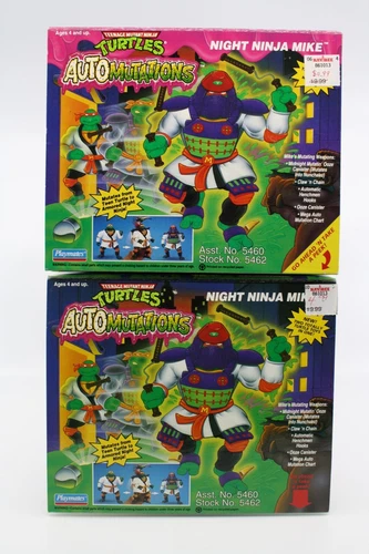 TMNT Ninja Turtles Auto Mutations Night Ninja Mike Variant Set / Two 1993 Sealed