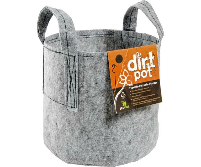 Hydrofarm Dirt Pot Reusable Planter, 7-Gallon Grey w/Handles, HGDB7H Ten Pack - Image 2 of 3