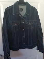 Vtg Womens Denim Jacket Gas 'street Mood' Classic Dark Wash Blue Jeans Sz Medium