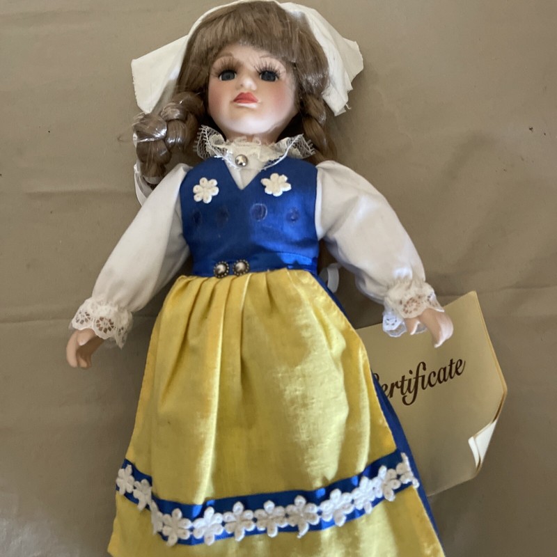 Vintage Swedish Porcelain Doll - Traditional Costume - Schneider -12”