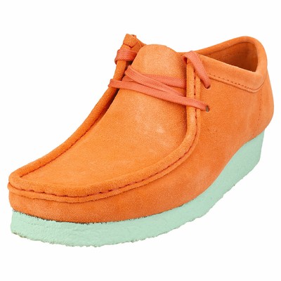 coral suede wallabee