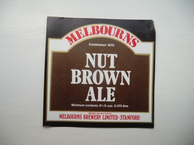 NEUWERTIG MELBOURNS STAMFORD NUT BROWN ALE 9 2/3 fl oz BRAUEREIFLASCHE ETIKETT